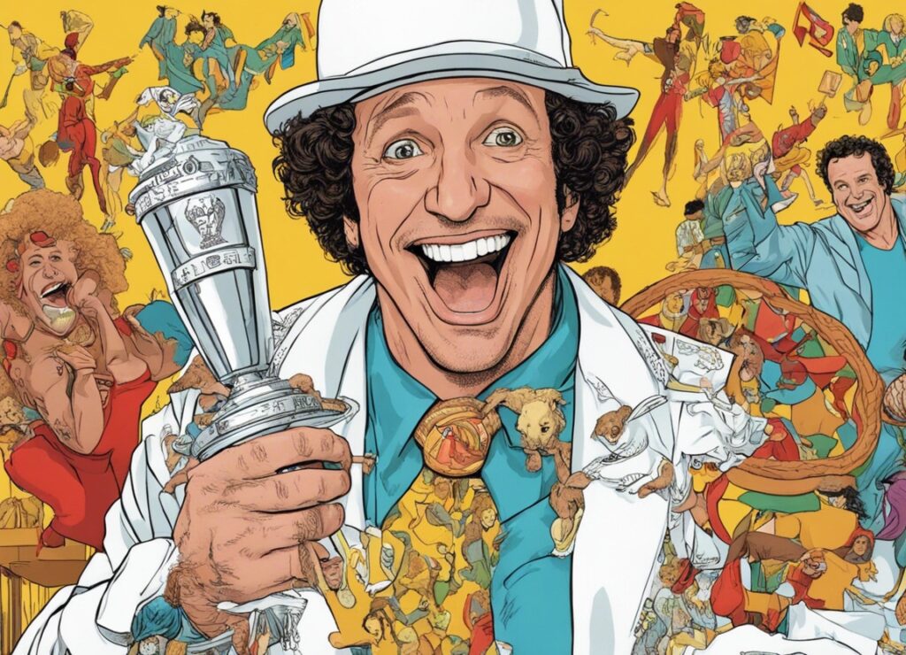 Pauly Shore holding trophy in his hand