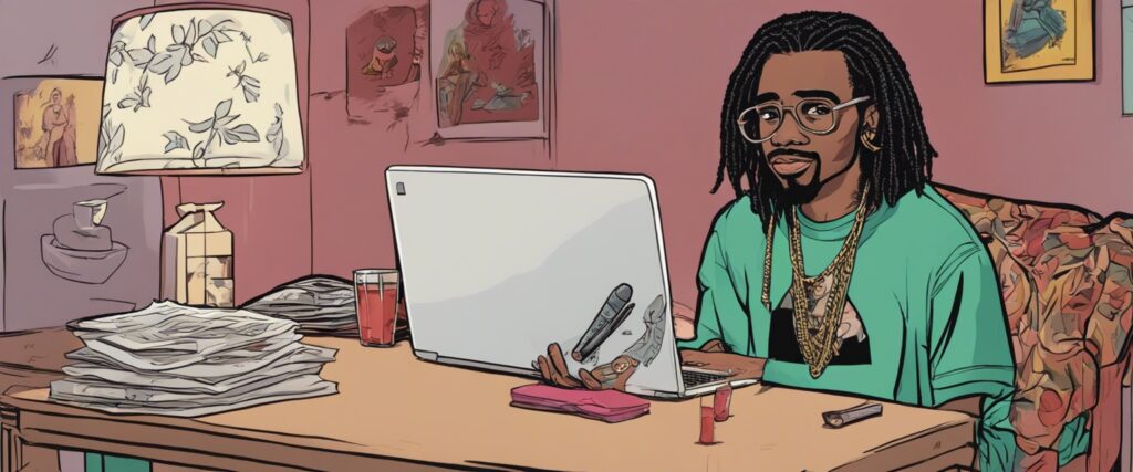 Quavo on a laptop as a teenager