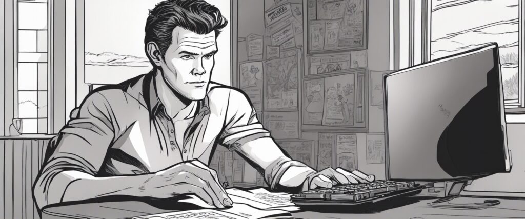 Randy Travis on a laptop as a teenager 