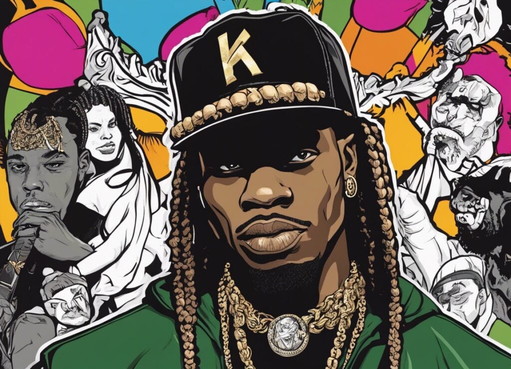 King Von posing for the album cover, wearing a hat that says "K"