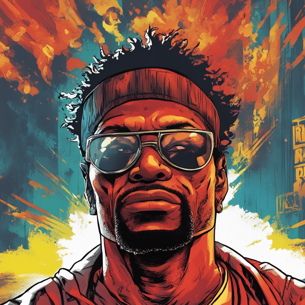 Redman's portrait, shiny background