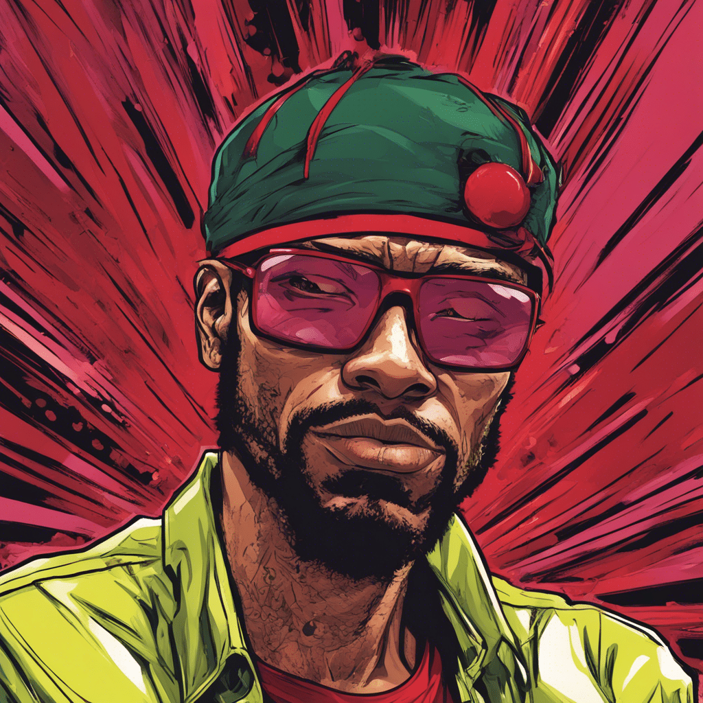 Redman's portrait, shiny background