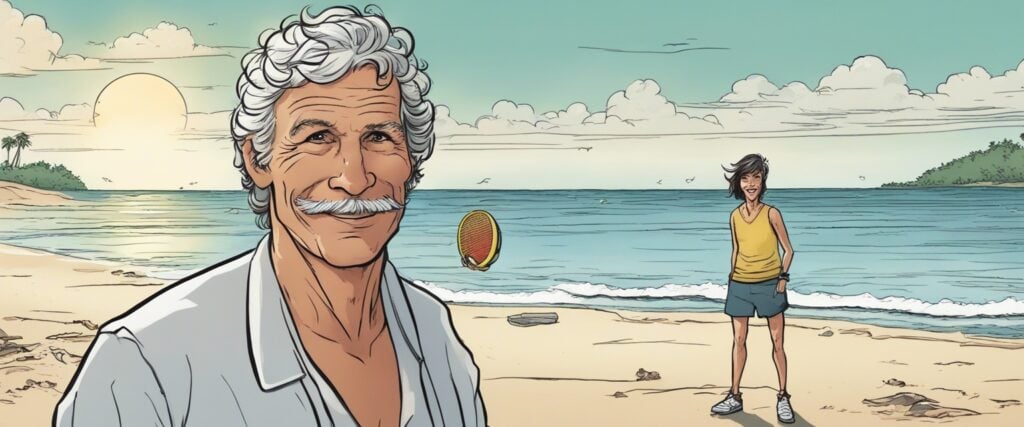 Rick Macci on a beach having fun, portrait 