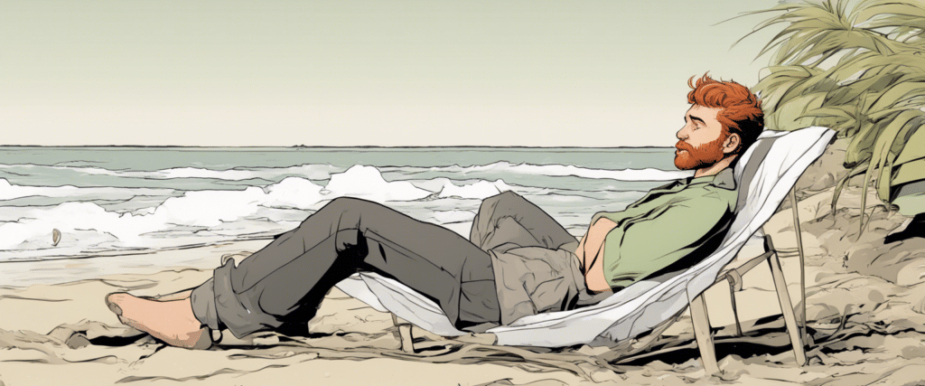Riley Roberts resting on the beach