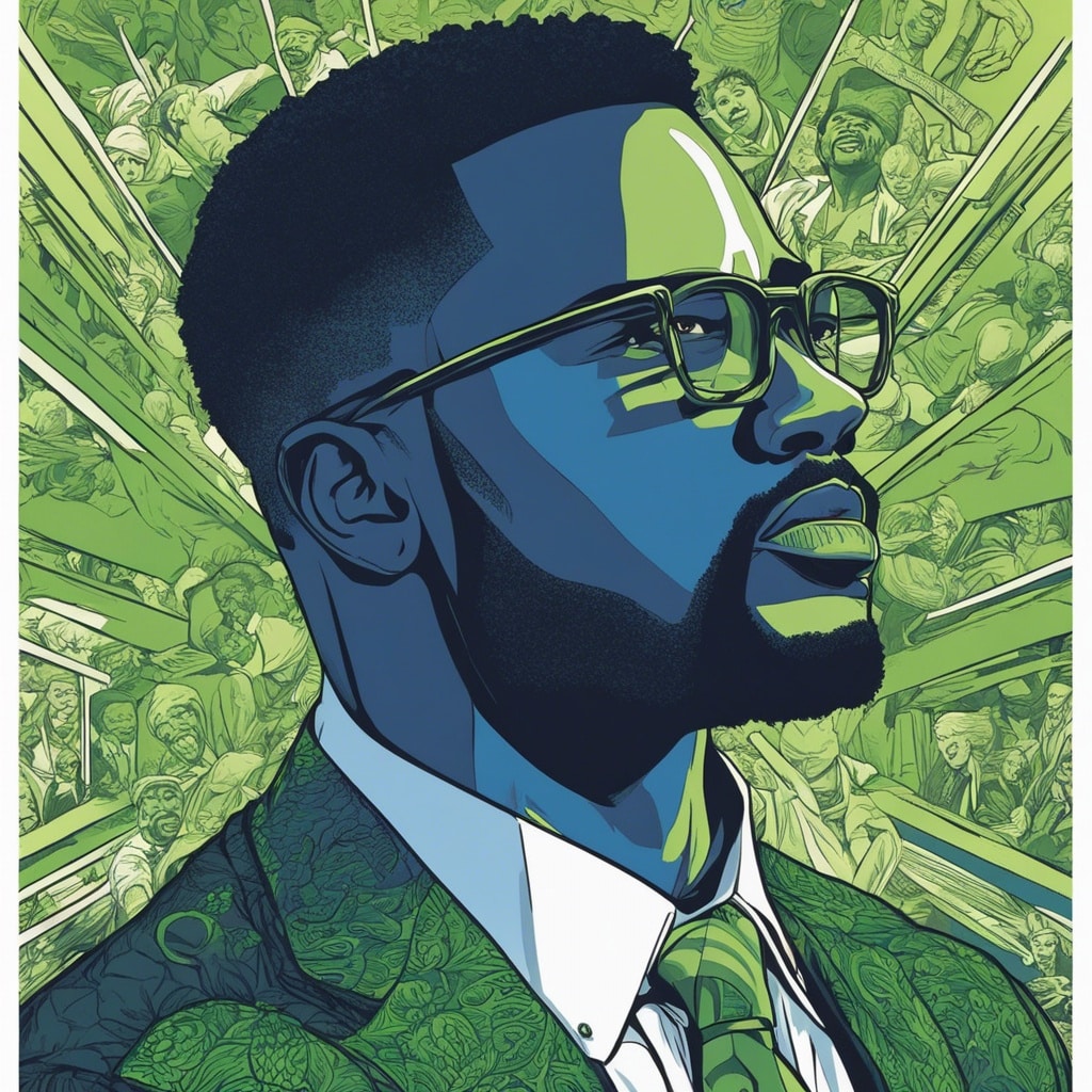 Ryan Coogler blue and green portrait