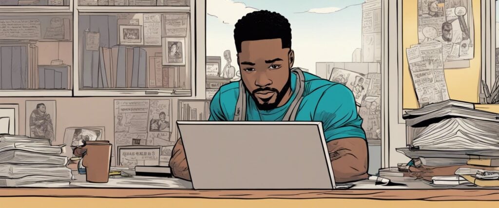 Ryan Coogler on a laptop as a teenager 