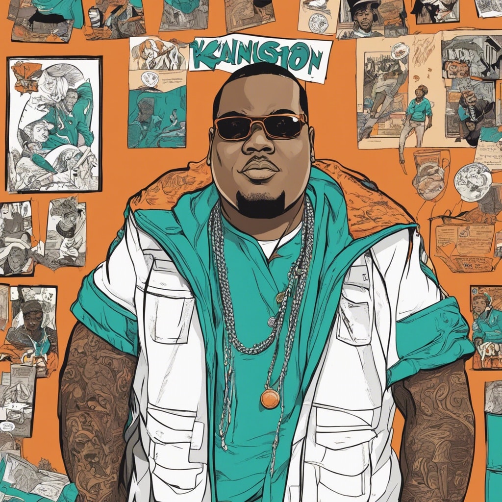 Sean Kingston cyan and orange portrait