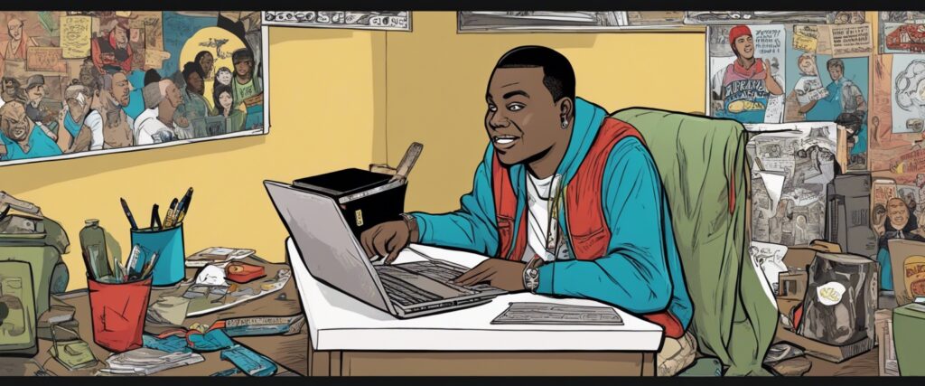 Sean Kingston on a laptop as a teenager
