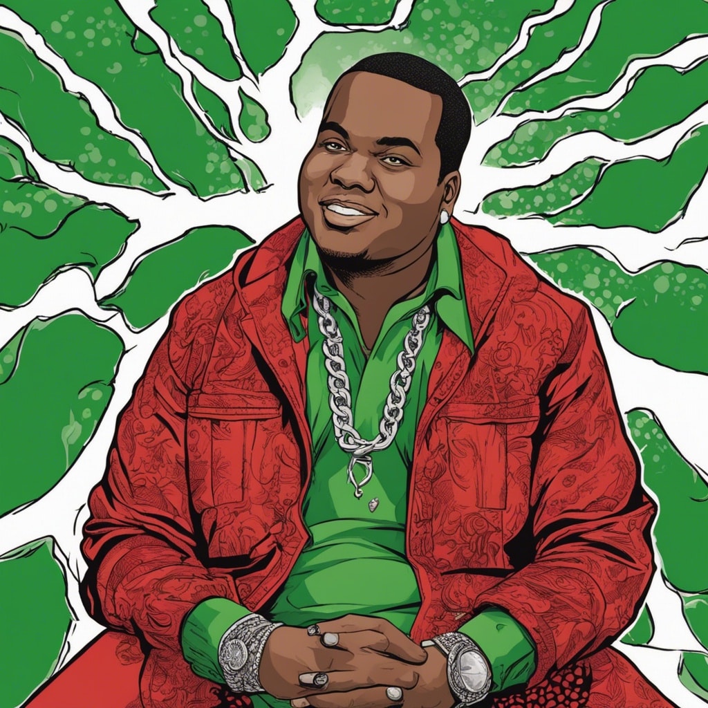Sean Kingston red and green portrait