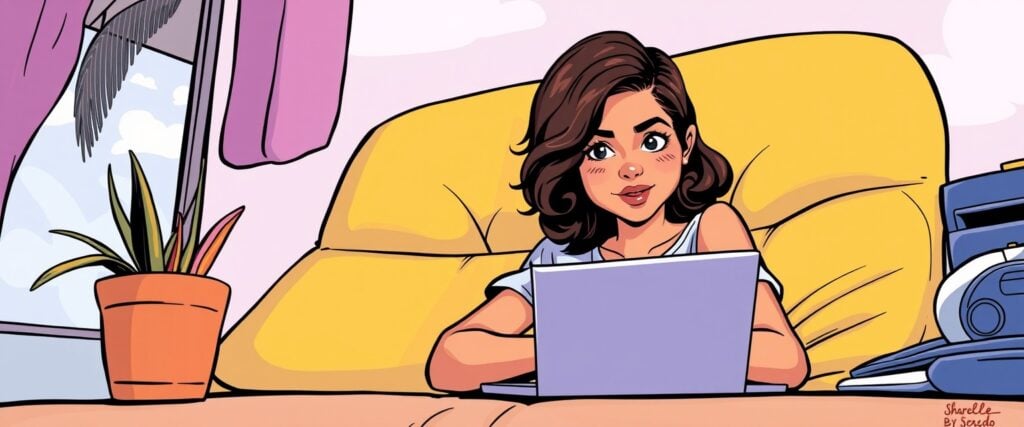 Sharelle Rosado on a laptop as a teenager
