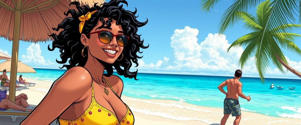 Sharelle Rosado on a beach having fun