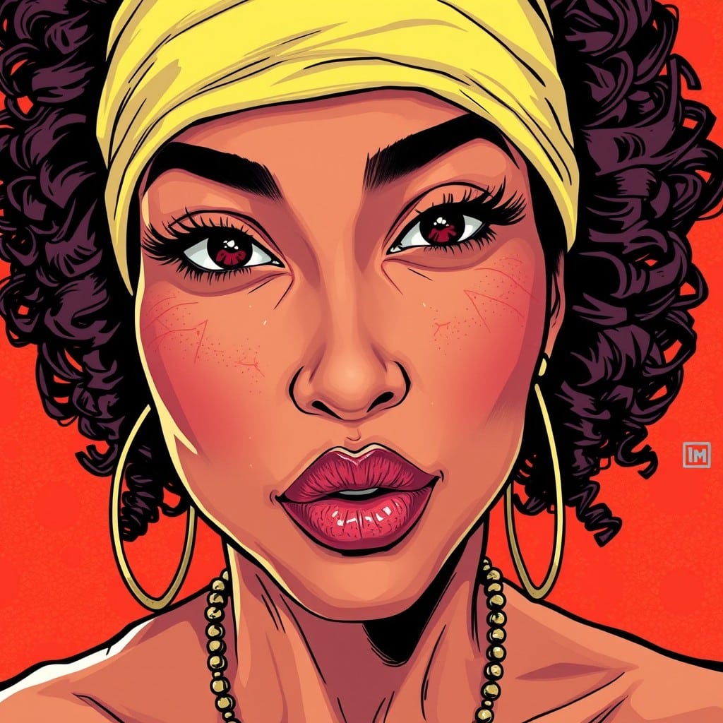 Sharelle Rosado's portrait, red background