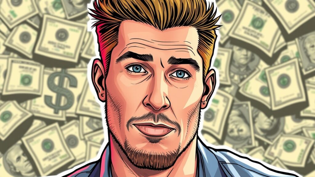 Steve Howey's net worth,  money background, portrait