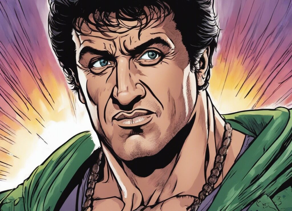 Sylvester Stallone portrait when he was playing rocky balboa
