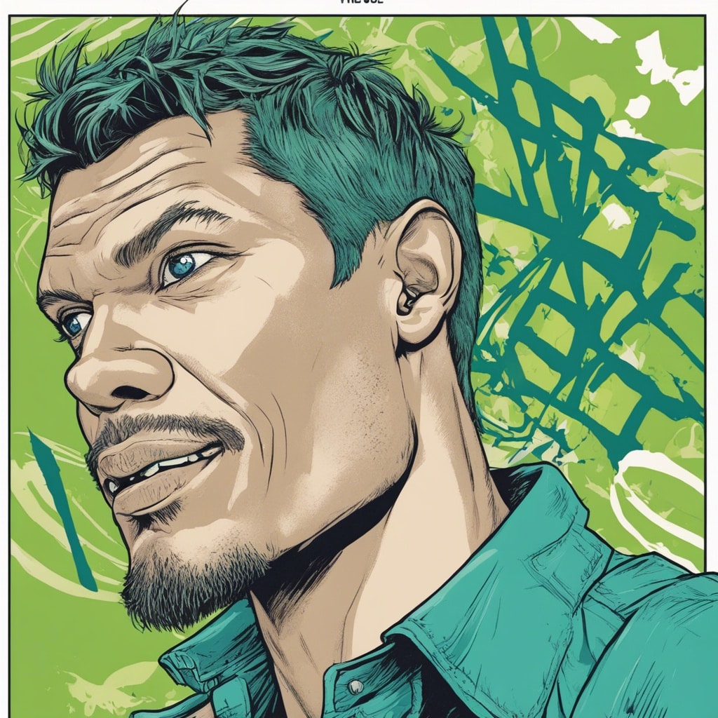Theo Von green and blue portrait