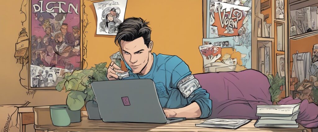 Theo Von on a laptop as a teenager