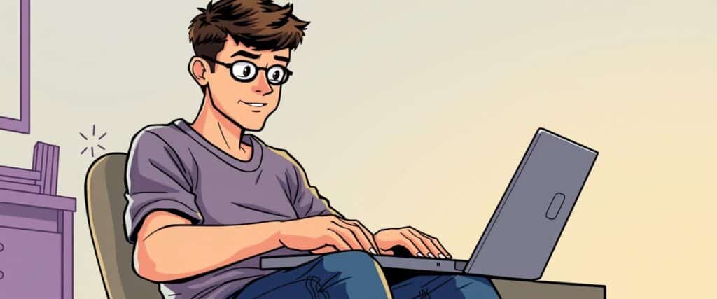 Tim Pool on a laptop as a teenager
