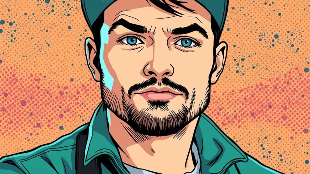Tim Pool illustrated biography, portrait