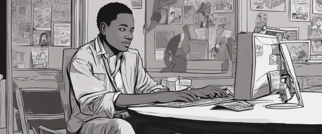 todd bridges on a laptop as a teenager