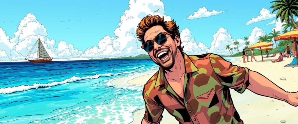 Tommy Mottola on a beach in his 20s