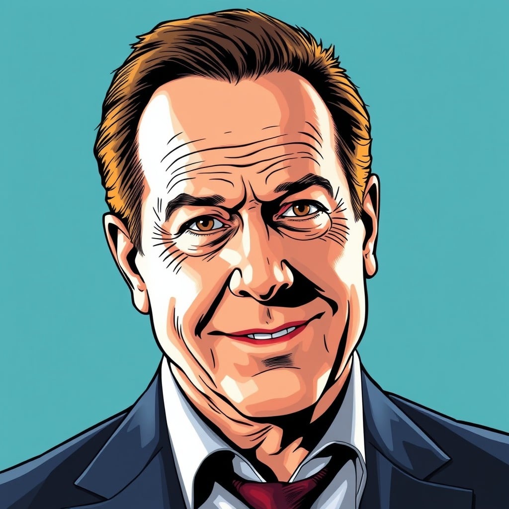 Tommy Mottola portrait, cyan background