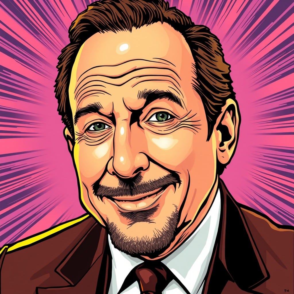 Tommy Mottola portrait, purple and blue background
