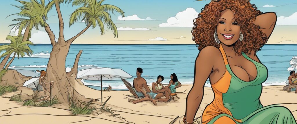 Traci Braxton on a beach having fun