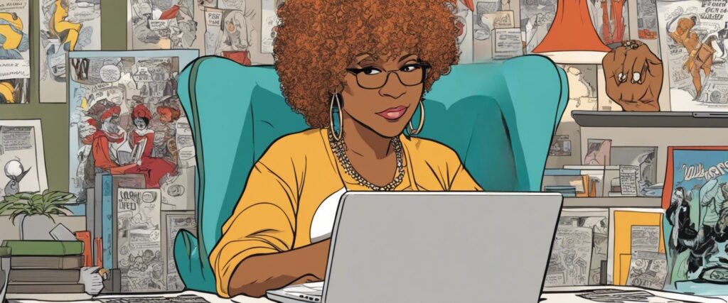 Traci Braxton on a laptop as a teenager