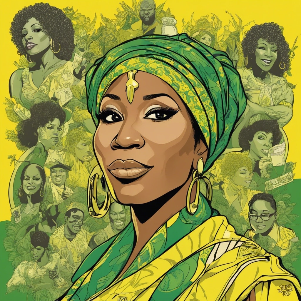 Traci Braxton green and yellow portrait
