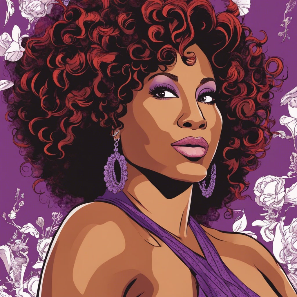 Traci Braxton purple and red portrait