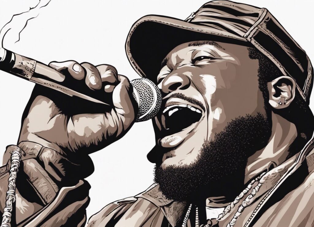 Trick Daddy singing portrait, brown
