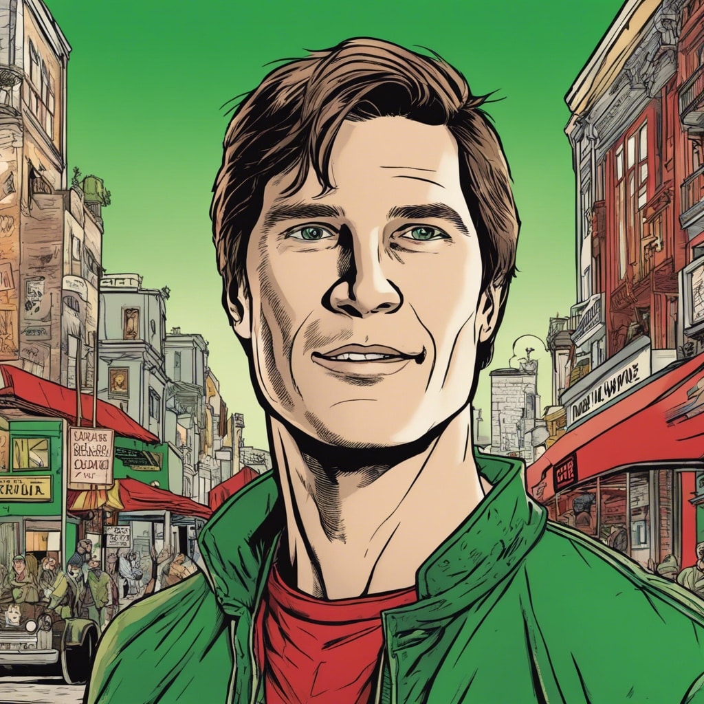 Walker Hayes red and green portrait in the city