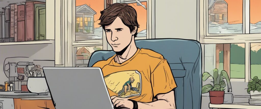 Walker Hayes on a laptop as a teenager 