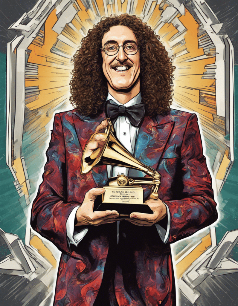 Weird Al lifting grammy award