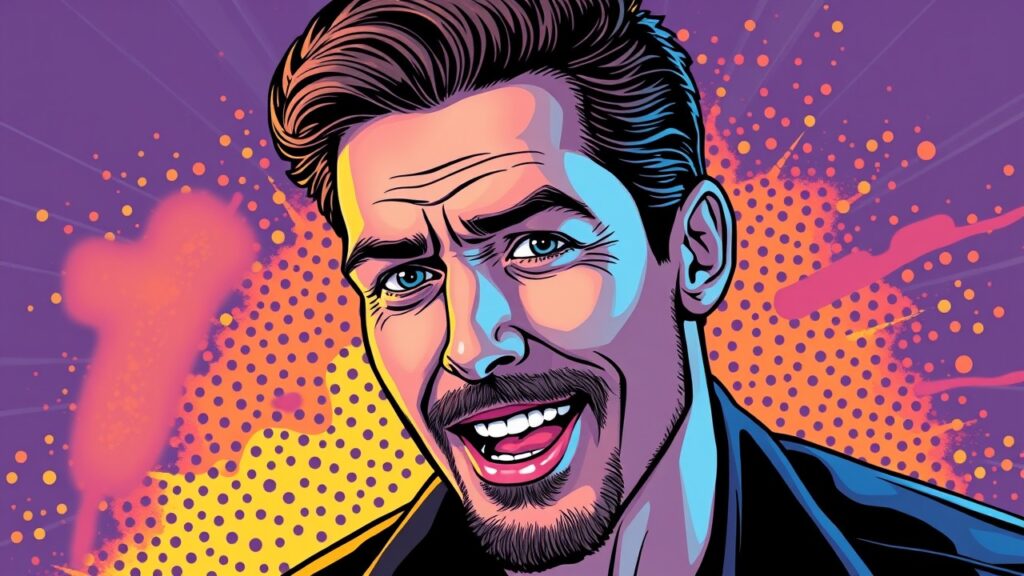 Steve Howey illustrated biography, portrait