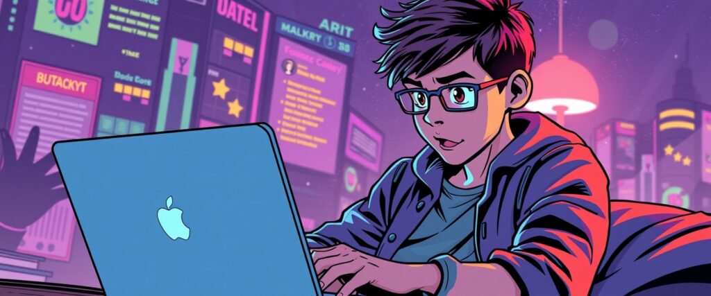 Scott Cawthon on a laptop as a teenager