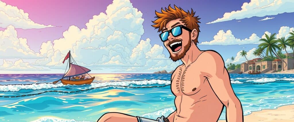 Scott Cawthon on a beach having fun