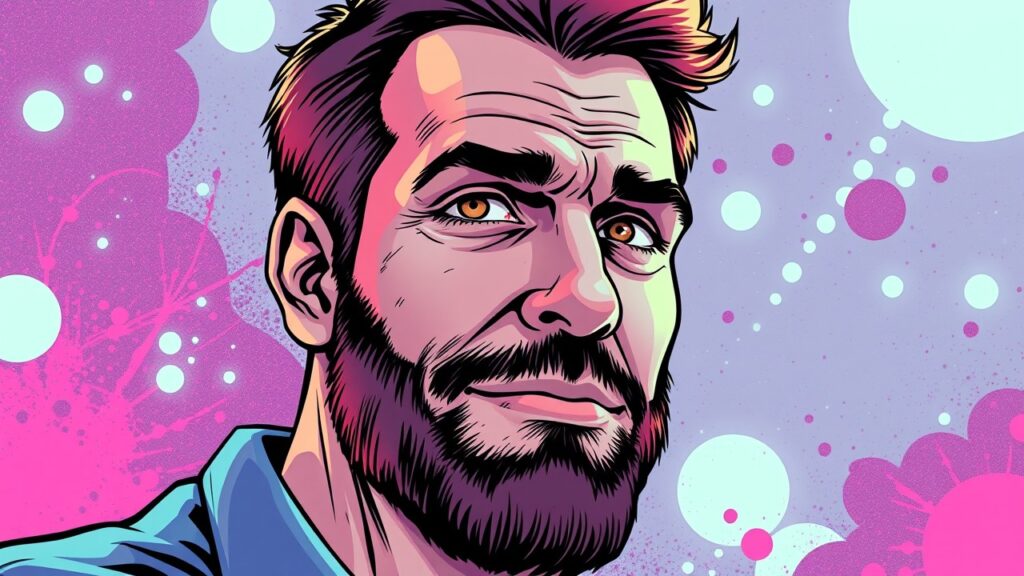 Scott Cawthon illustrated biography, portrait