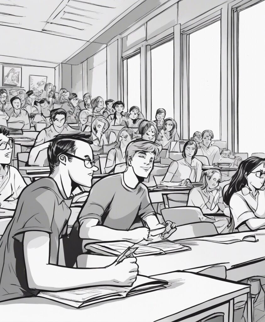 teenagers in university