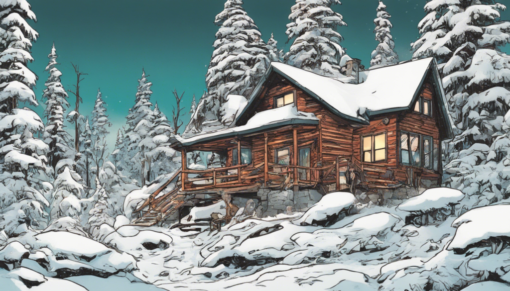 house in alaska, in forst made by wood