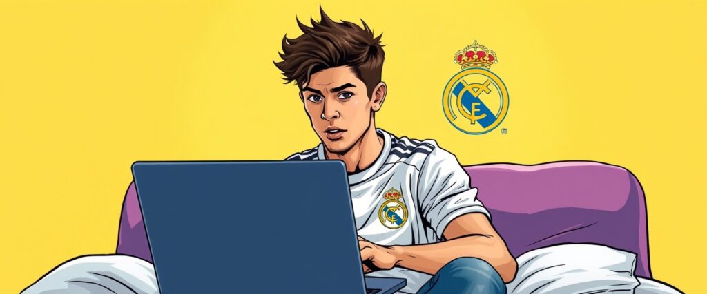 Sergio Carrallo on a laptop as a teenager