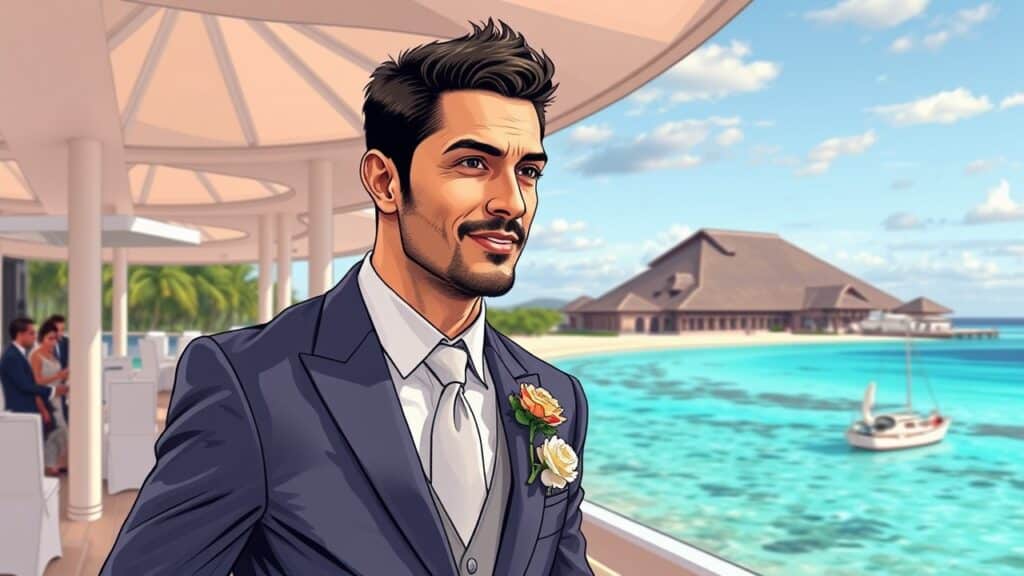 Sergio Carrallo in his wedding suit in his wedding
