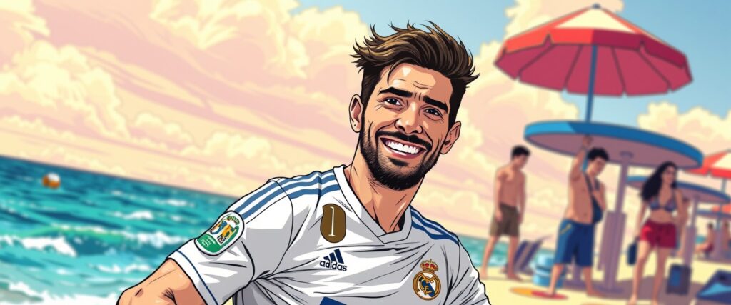 Sergio Carrallo on a beach having fun