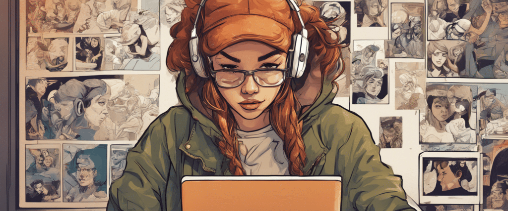 Rain Brown on a laptop working