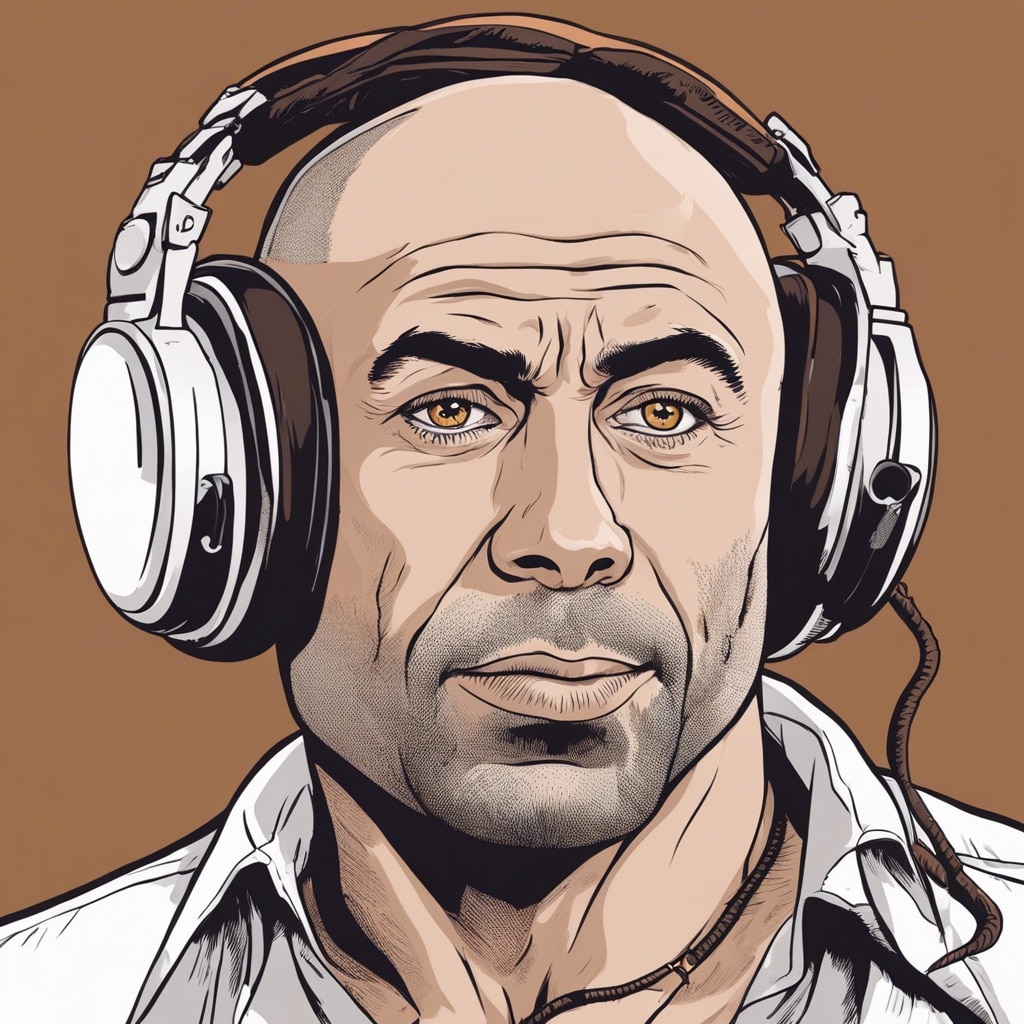 joe rogan portrait on a podcast