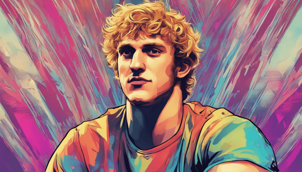 Logan Paul's portrait, shiny background