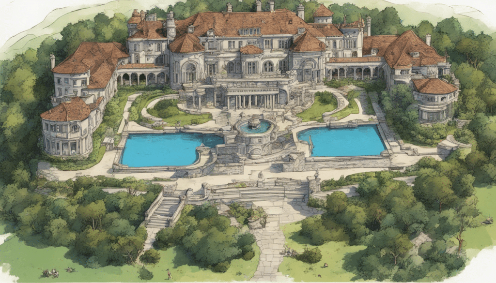 huge mansion with 2 pools and garden