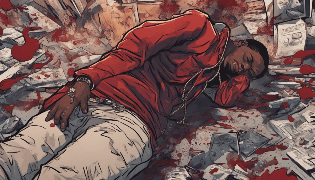 Pop Smoke on the floor, dead, blood everywhere