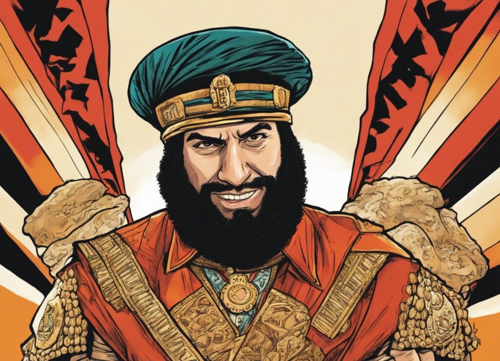 sacha baron acting in a movie "the Dictator" portrait
