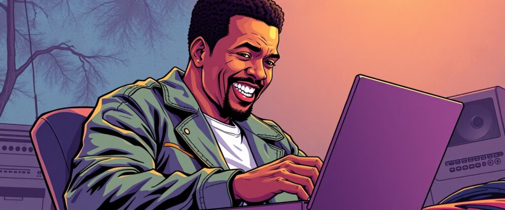 Ray Parker Jr on a laptop as a teenager